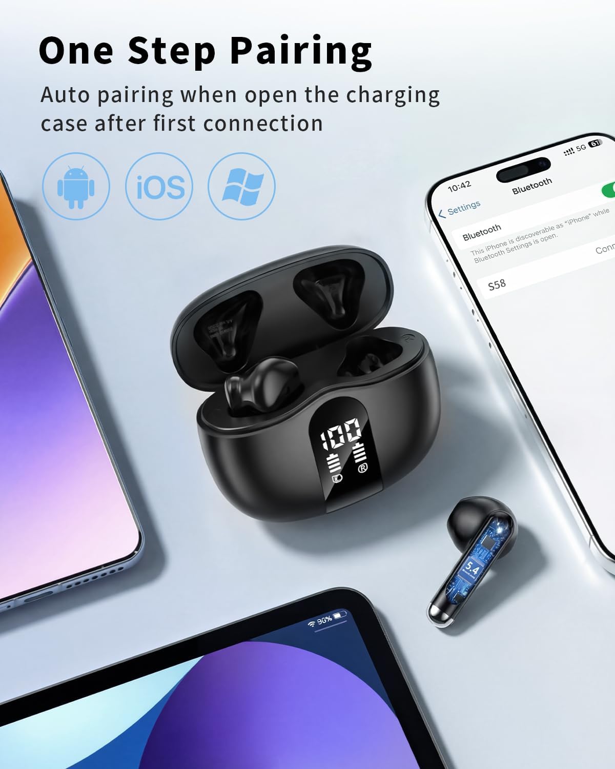 Wireless Earbuds with Smart Touchscreen Case, AI Noise Cancelling Ear Buds - Image 5