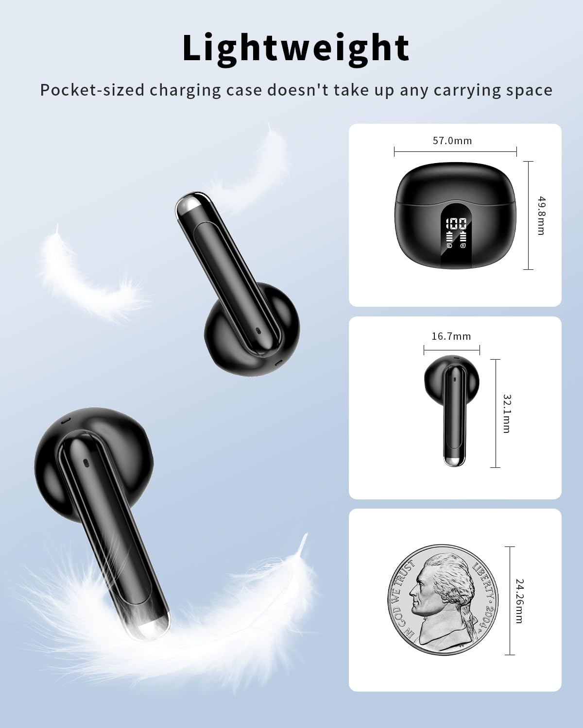 Wireless Earbuds with Smart Touchscreen Case, AI Noise Cancelling Ear Buds - Image 6
