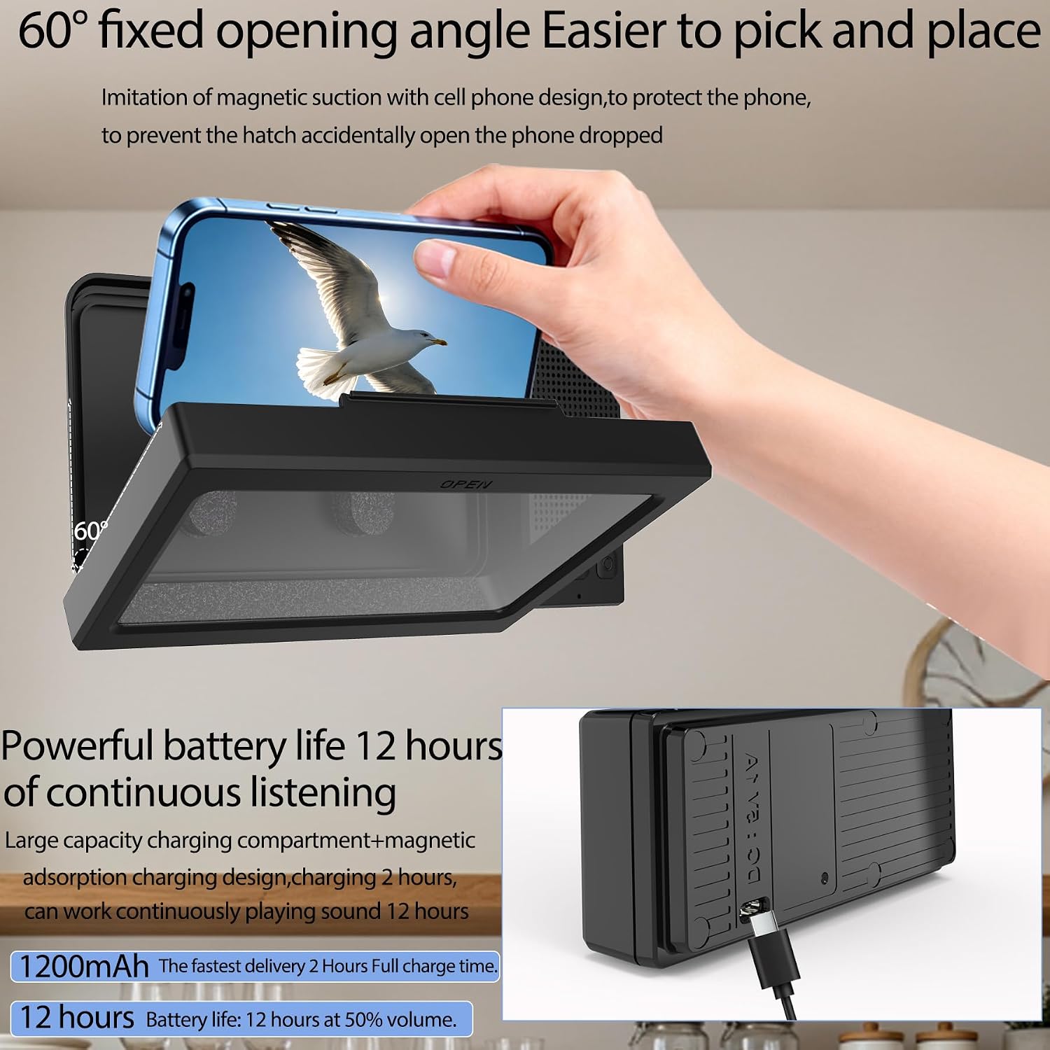 Shower Phone Holder with Wireless Bluetooth Speaker,IPX6 Waterproof Case - Image 4