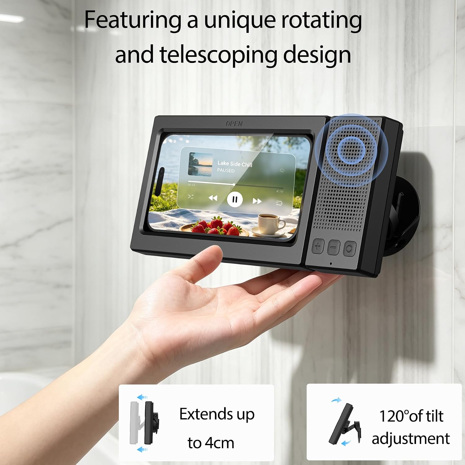 Shower Phone Holder with Wireless Bluetooth Speaker,IPX6 Waterproof Case - Image 8